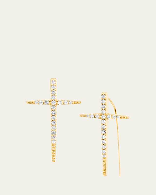 14K Baby Cross Stick Earrings